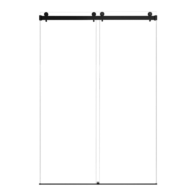 Frameless Double Sliding Soft Close Bathtub Shower Door, 5 / 16" Clear Nano Coated Tempered Glass And 304 Stainless Steel Handle - Matte Black by HouseOfZazla