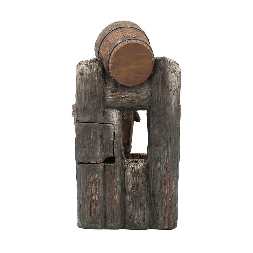 Decorative 3 Tier Bucket Fountain With Lights And Pump - Brown by Unique Piece Furniture