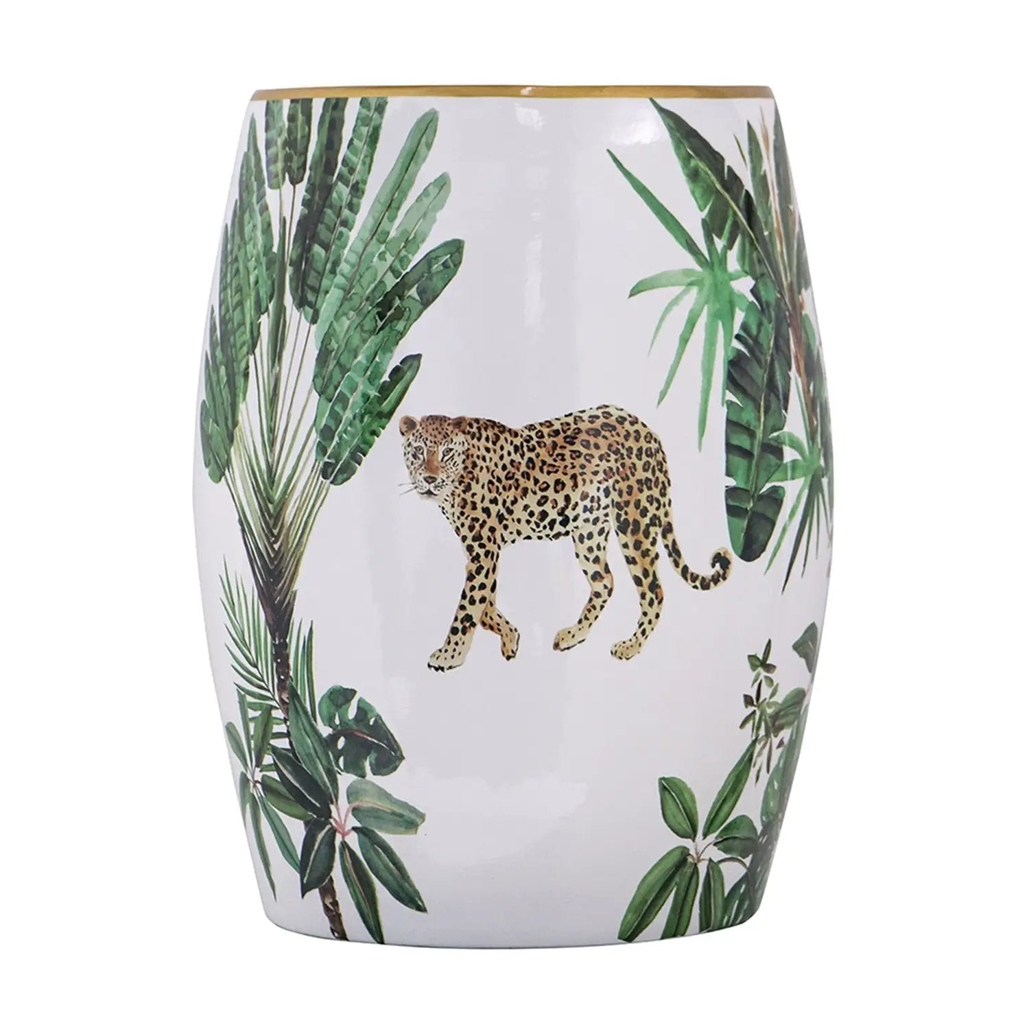 13x13x18 Ceramics Garden Stool Jungle-Themed Accent Side Table by HouseOfZazla