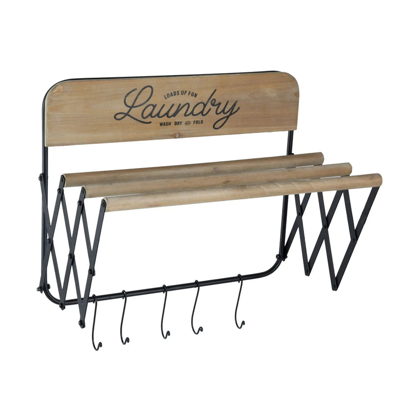 Laundry Rack With Accordion Design - Brown / Black - Black Brown by HouseOfZazla