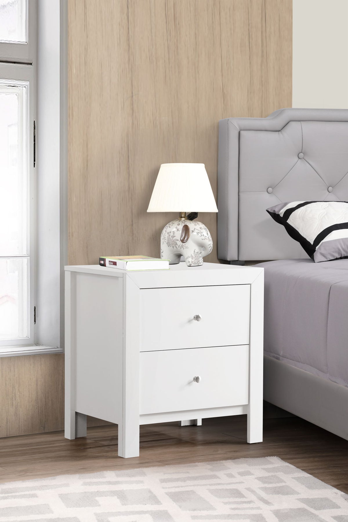 Charming Nightstand With Drawers - Wood Nightstand with Storage - Dark Gray, Dark Red, Black, White, photo 5 of 24