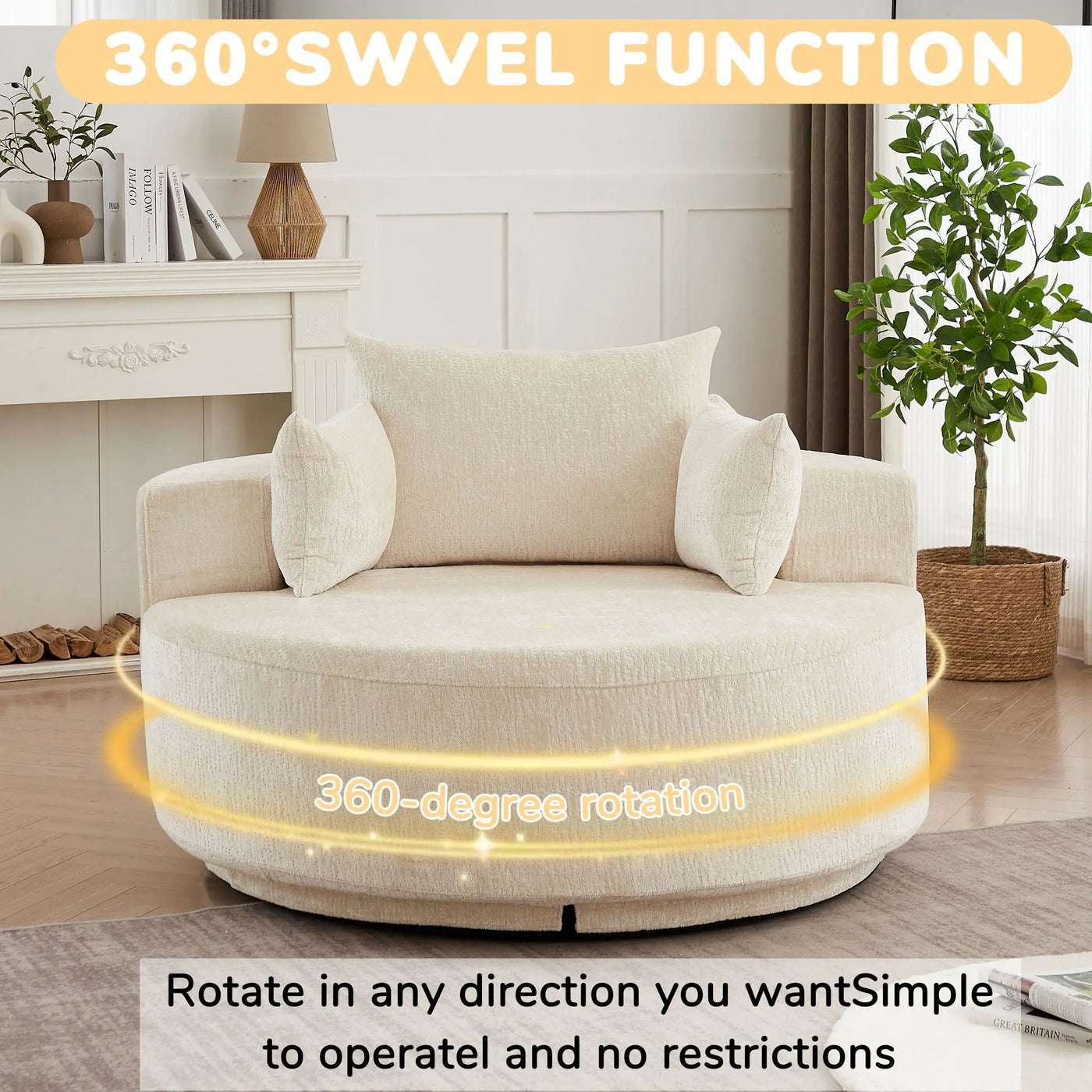 Single 360 Degree Swivel Chair For Living Room by HouseOfZazla