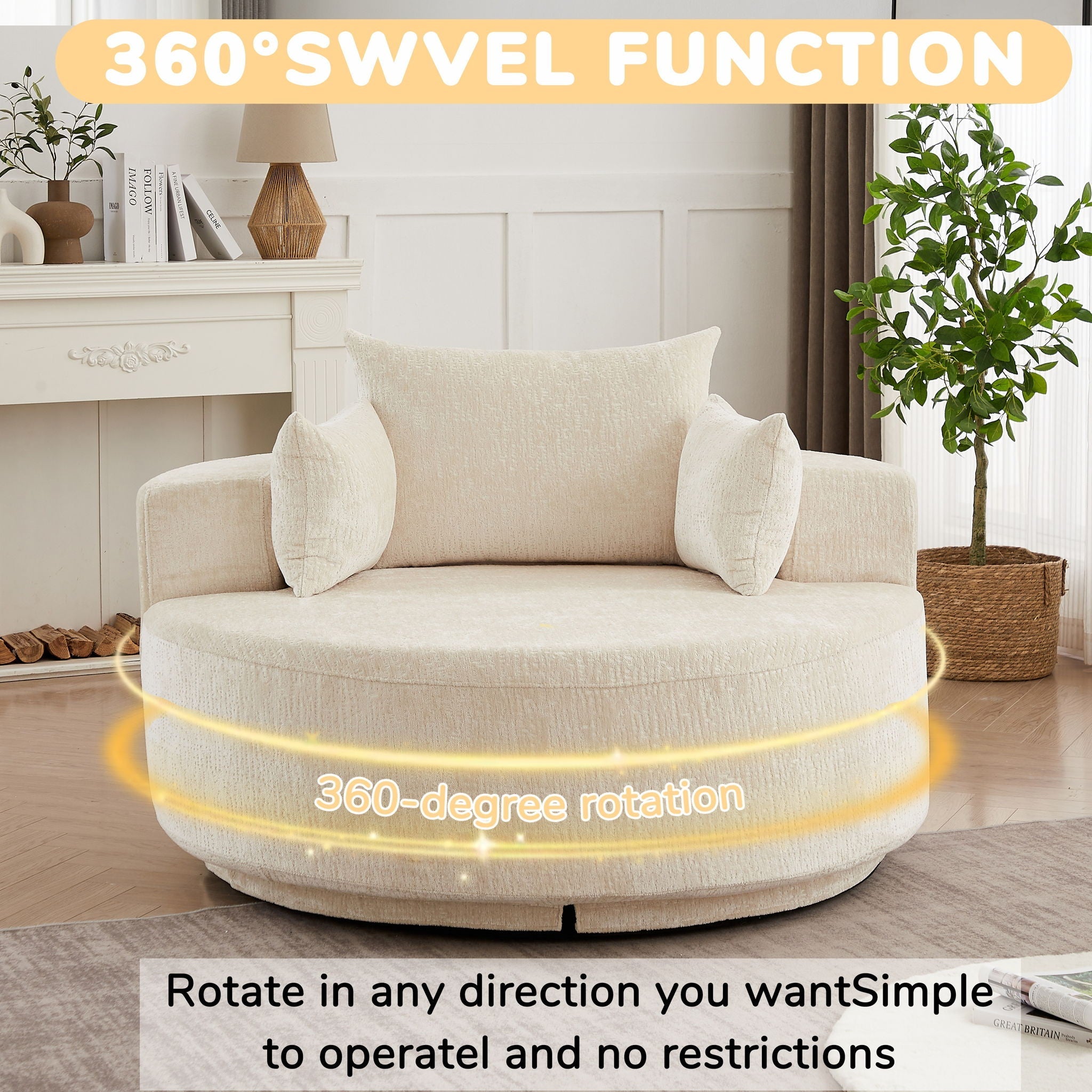 Single 360 Degree Swivel Chair For Living Room by HouseOfZazla