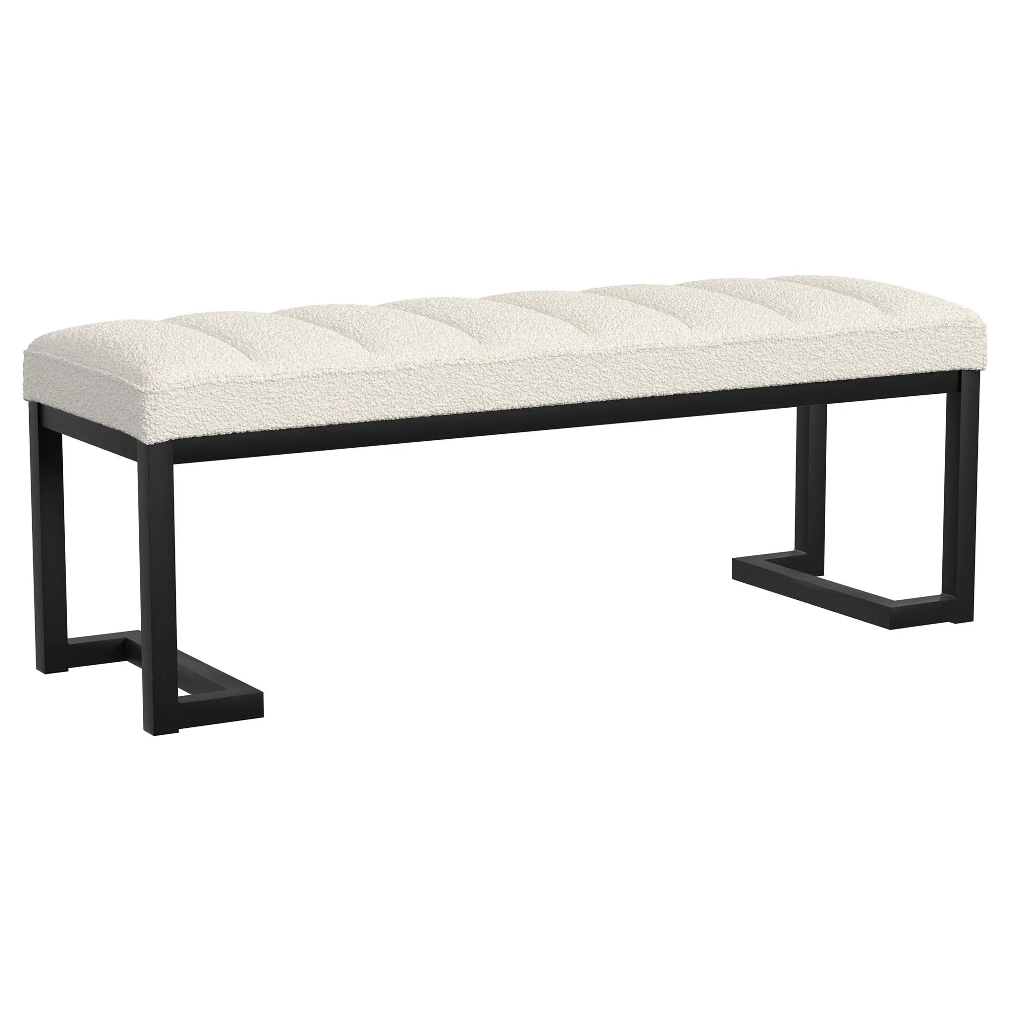 Mesa Boucle Upholstered Tufted Accent Bench Vanilla by Unique Piece Furniture