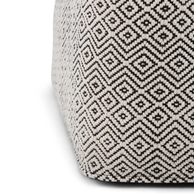 Brynn - Square Pouf - Patterned Black / Natural by HouseOfZazla