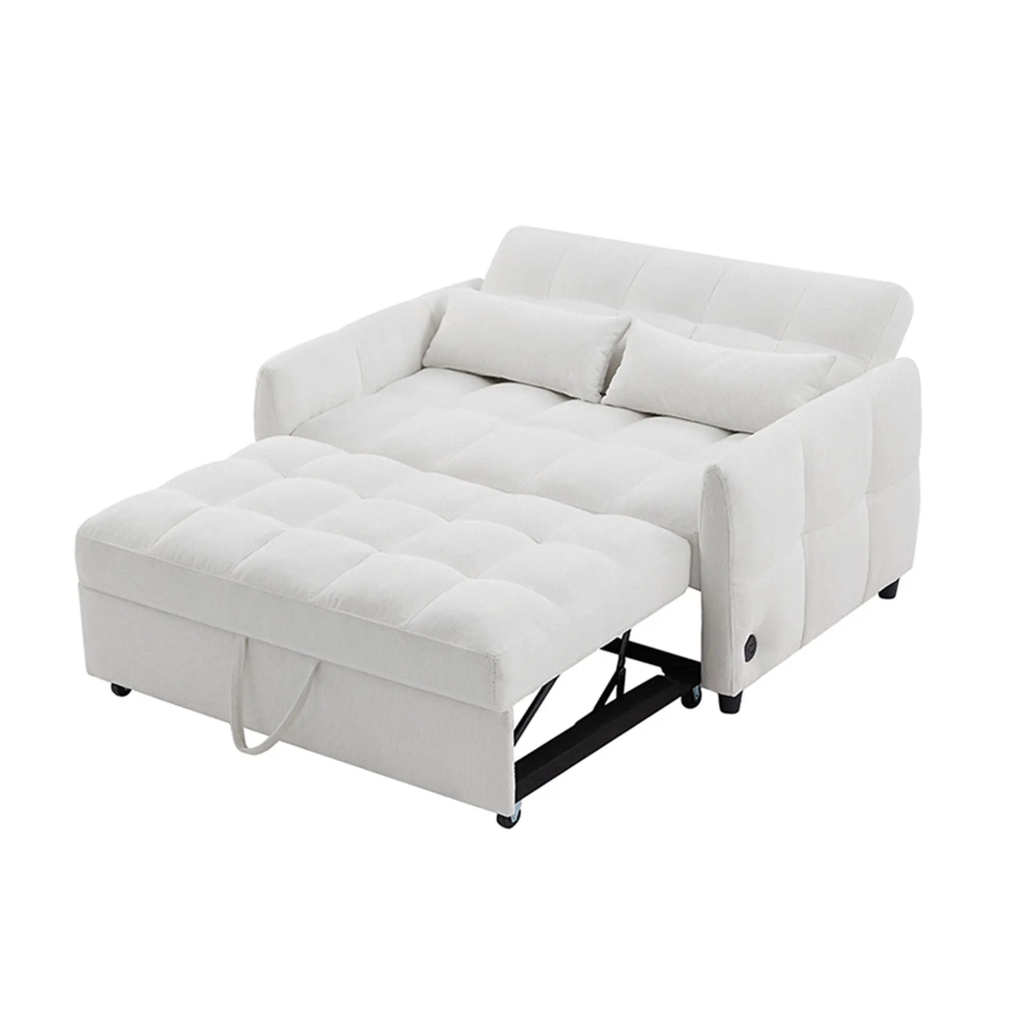 Loveseat Sofa Pull-Out Bed With Adjustable Backrest, 3 USB Ports And 2 Lumbar Pillows For Living Room by HouseOfZazla