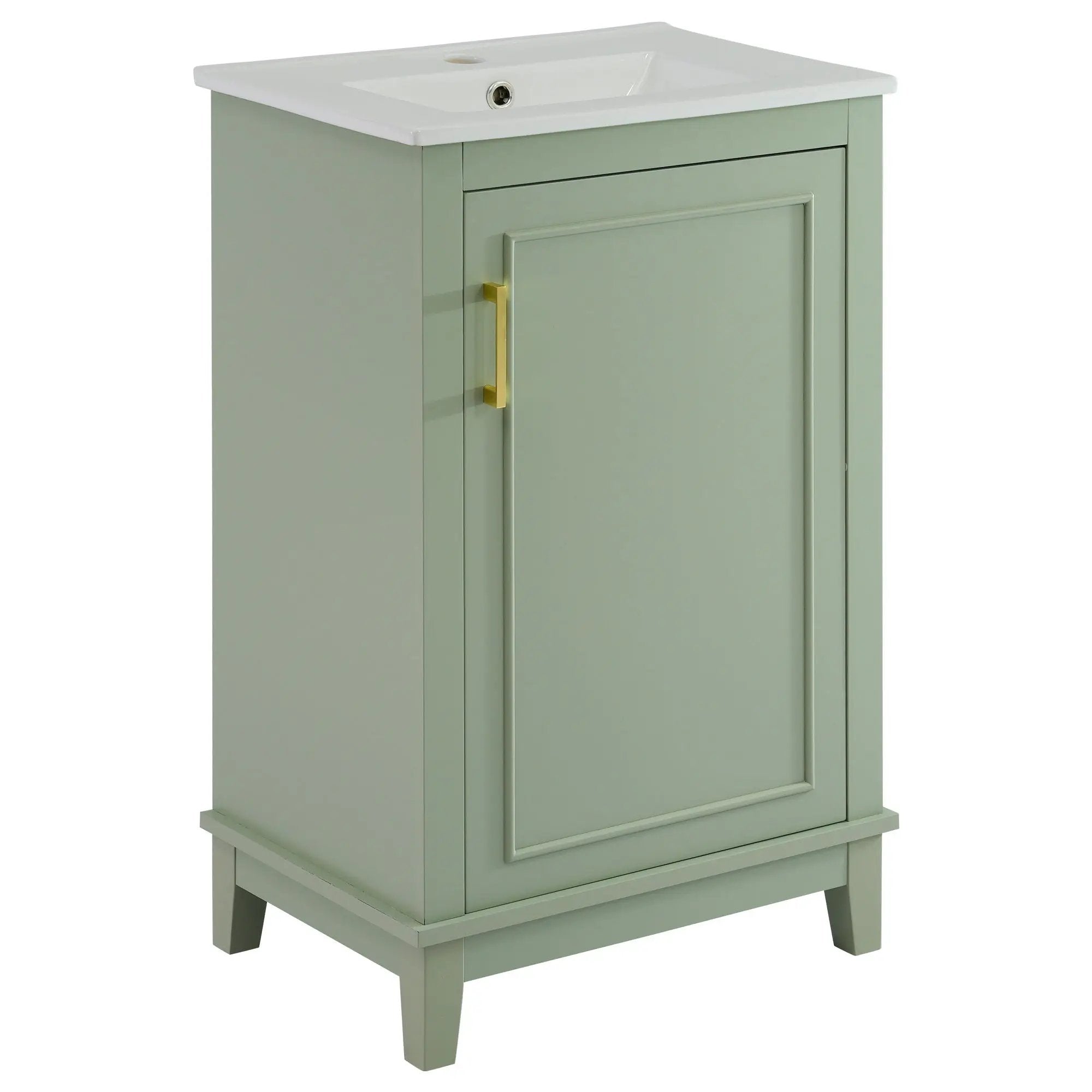 Modern Small Bathroom Vanity Cabinet With Ceramic Basin, Ample Storage, 1 Soft Close Door by HouseOfZazla