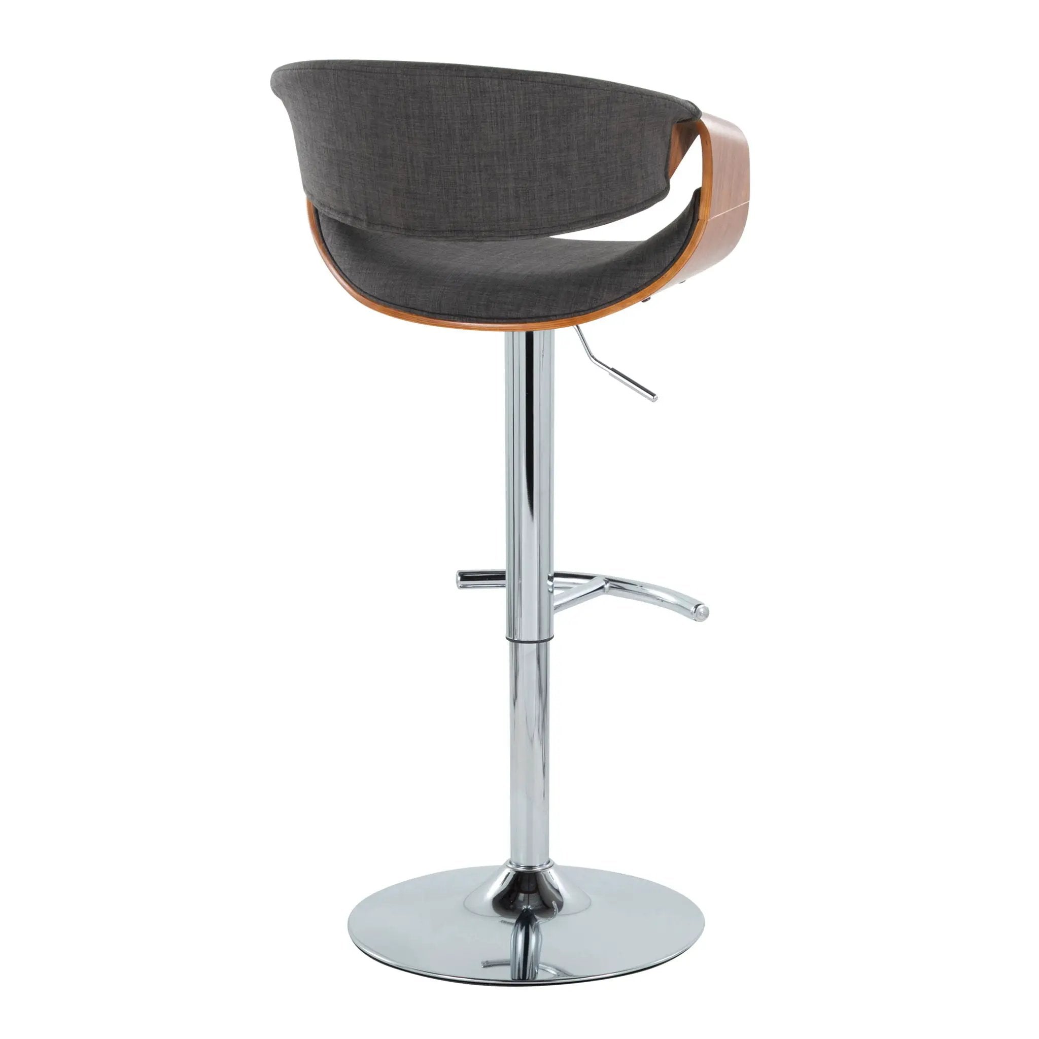 Curvo - Mid Century Modern Adjustable Barstool With Swivel With Rounded T Footrest (Set of 2) by Unique Piece Furniture