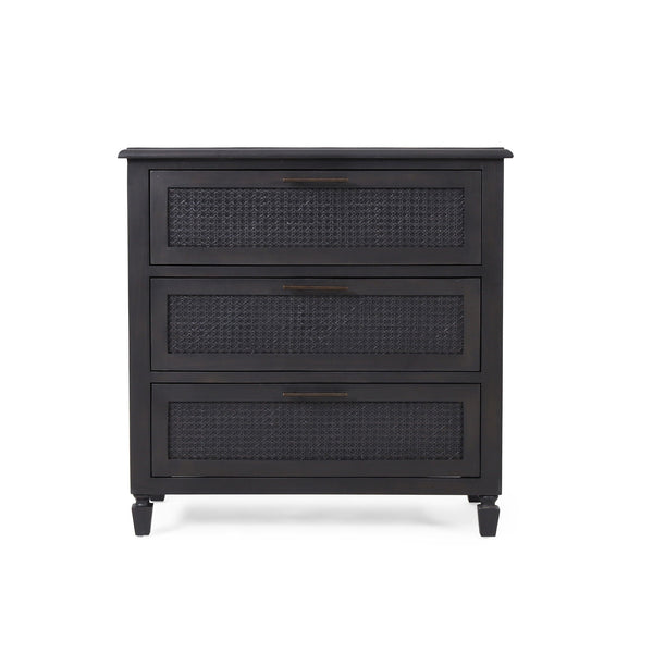 Newell Cane 3 Drawer Dresser - Dark Gray