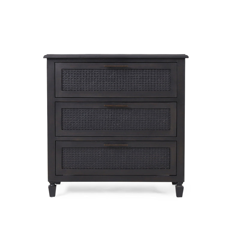 Newell Cane 3 Drawer Dresser - Dark Gray by HouseOfZazla