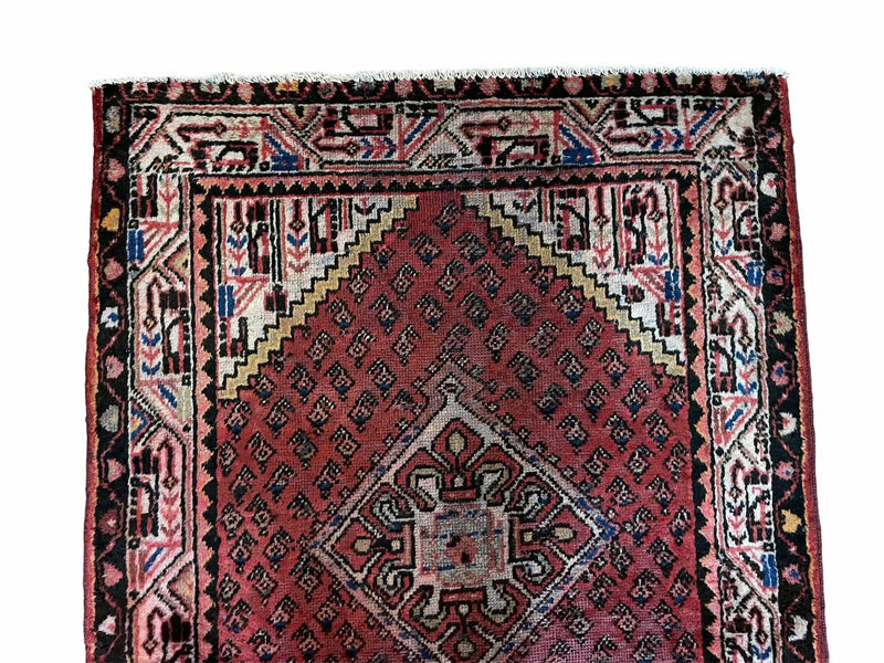 4x6 Antique Rug Handmade Wool Rug Organic Dyes Red Ivory Red Tribal Rug Boho Rug by Jewel Rugs
