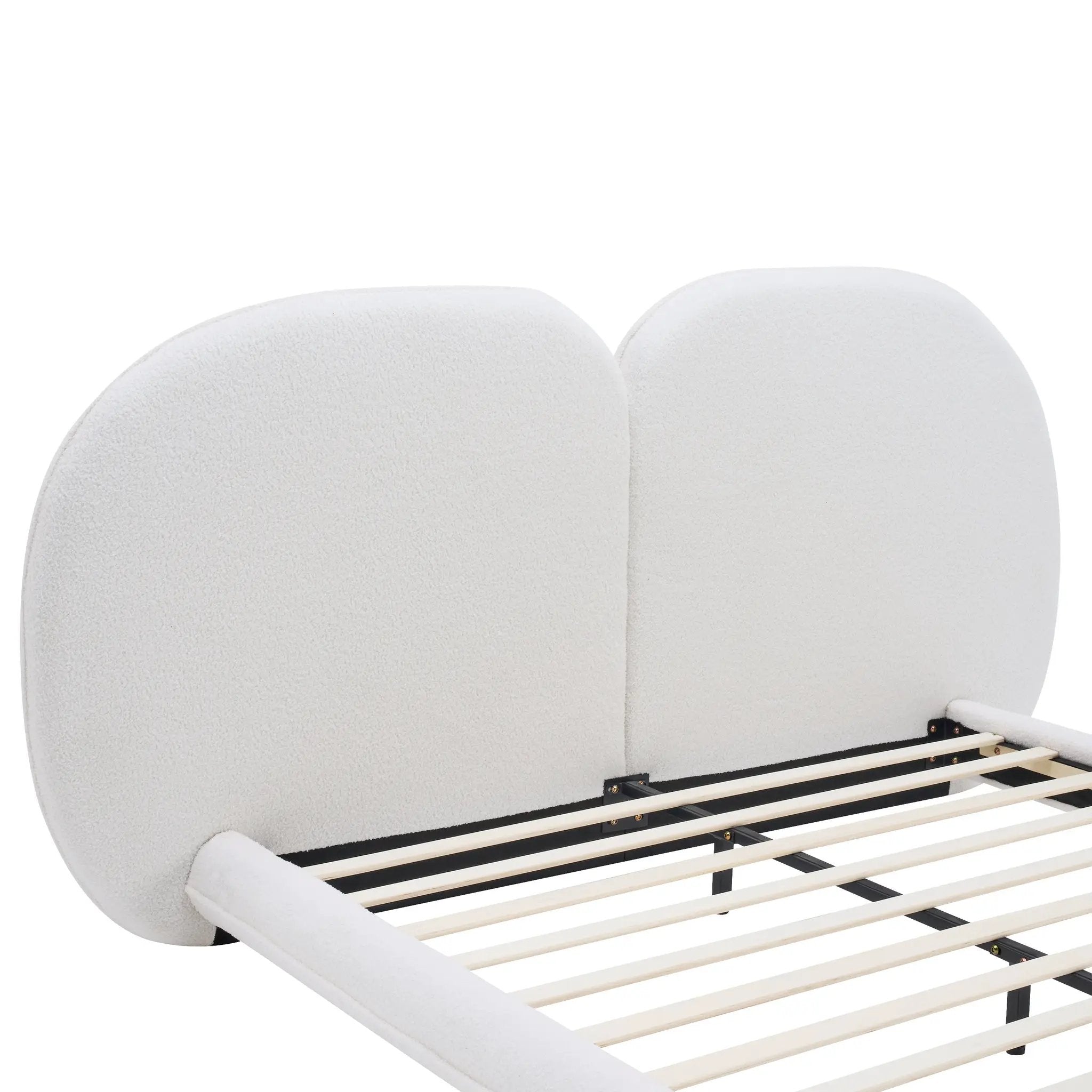 Extra Thick Upholstered Platform Bed Frame with Luxury Split Headboard by HouseOfZazla