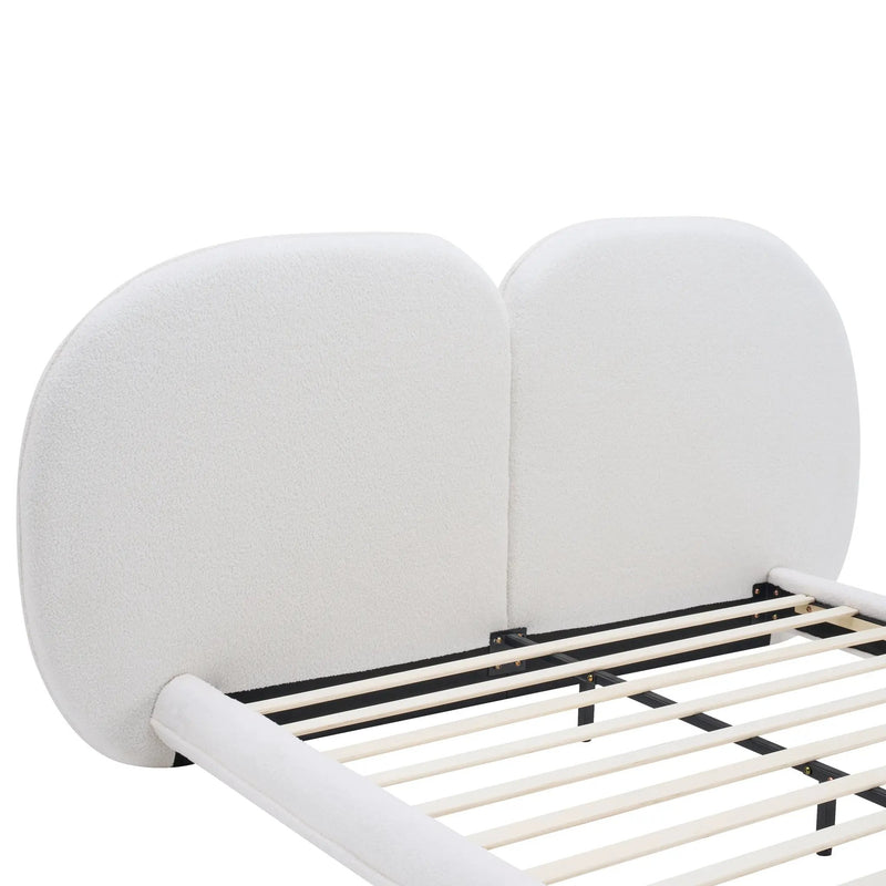 Extra Thick Upholstered Platform Bed Frame with Luxury Split Headboard by HouseOfZazla