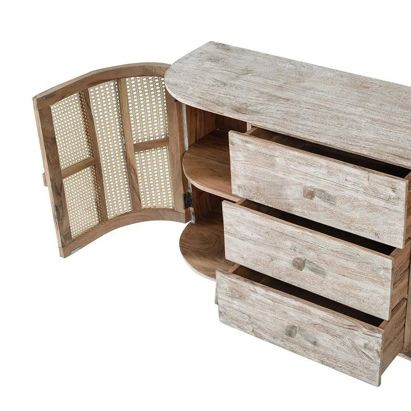 TV Console With Cane Doors - Multicolor by Unique Piece Furniture