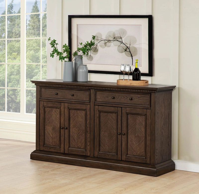 Ridgewell 2-drawer 4-door Dining Server Dark Oak by Unique Piece Furniture