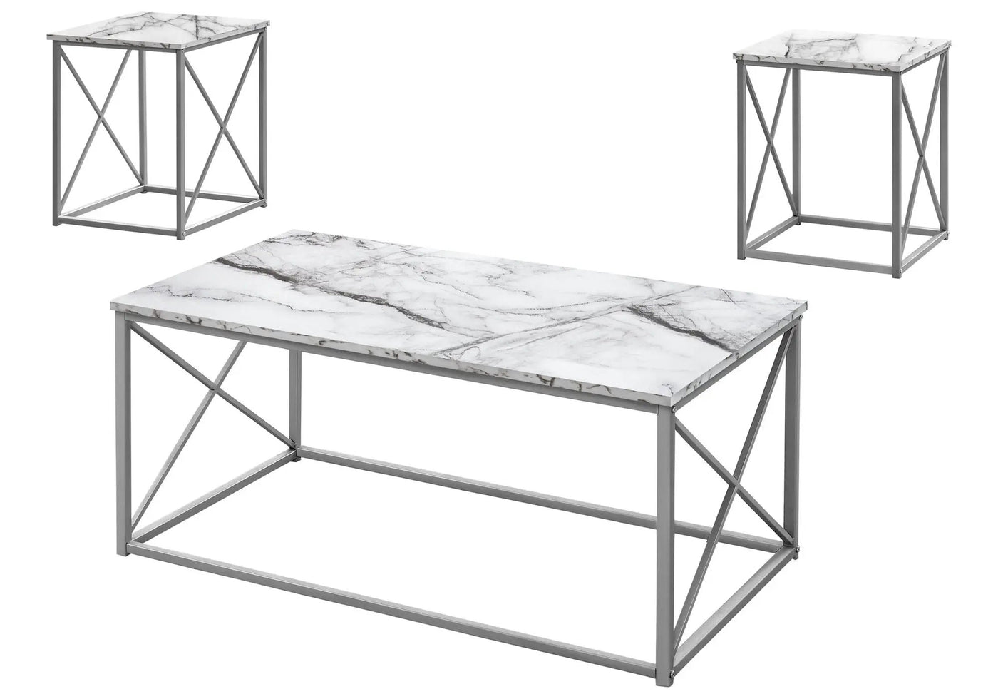 3-Piece Contemporary Living Room Table Set with Marble Look Finish by HouseOfZazla
