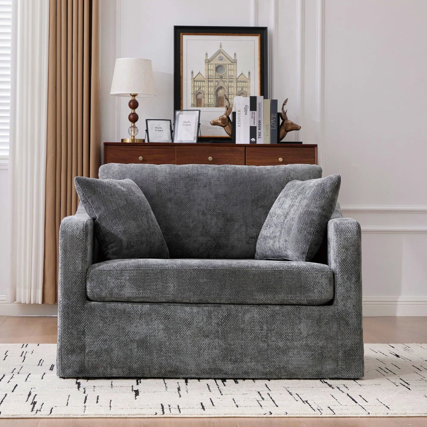 Farmhouse Accent Chair With 2 Bolster Pillows by HouseOfZazla