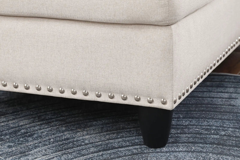 Alger - Wide Left Hand Facing Sofa & Chaise With Ottoman - Beige by HouseOfZazla