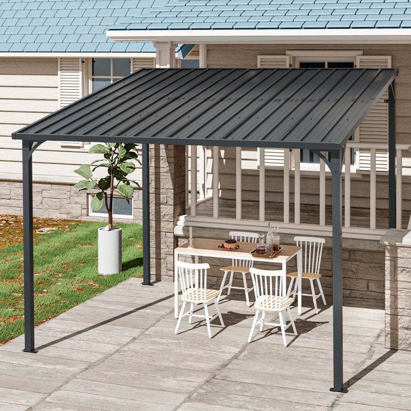 Outdoor Pergola 8' x 10' Metal Inclined Roof by HouseOfZazla