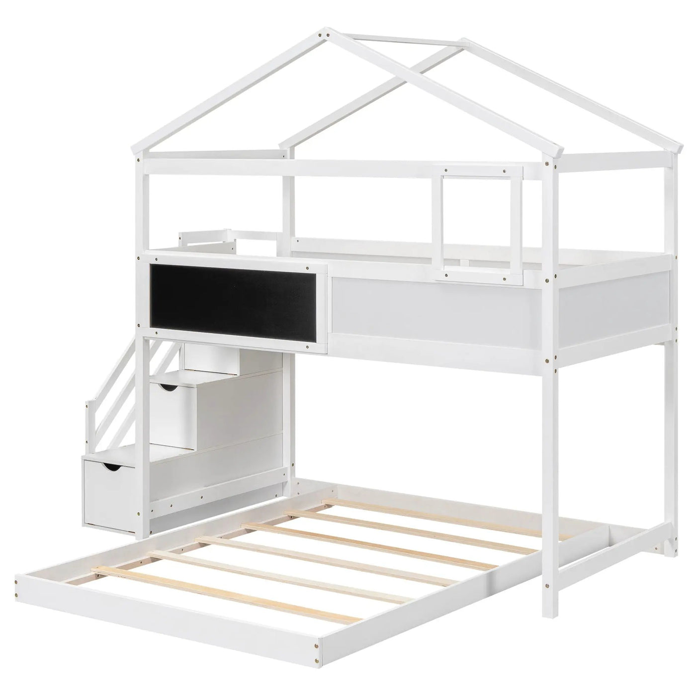 House Style Bunk Bed With Storage Staircase And board by HouseOfZazla