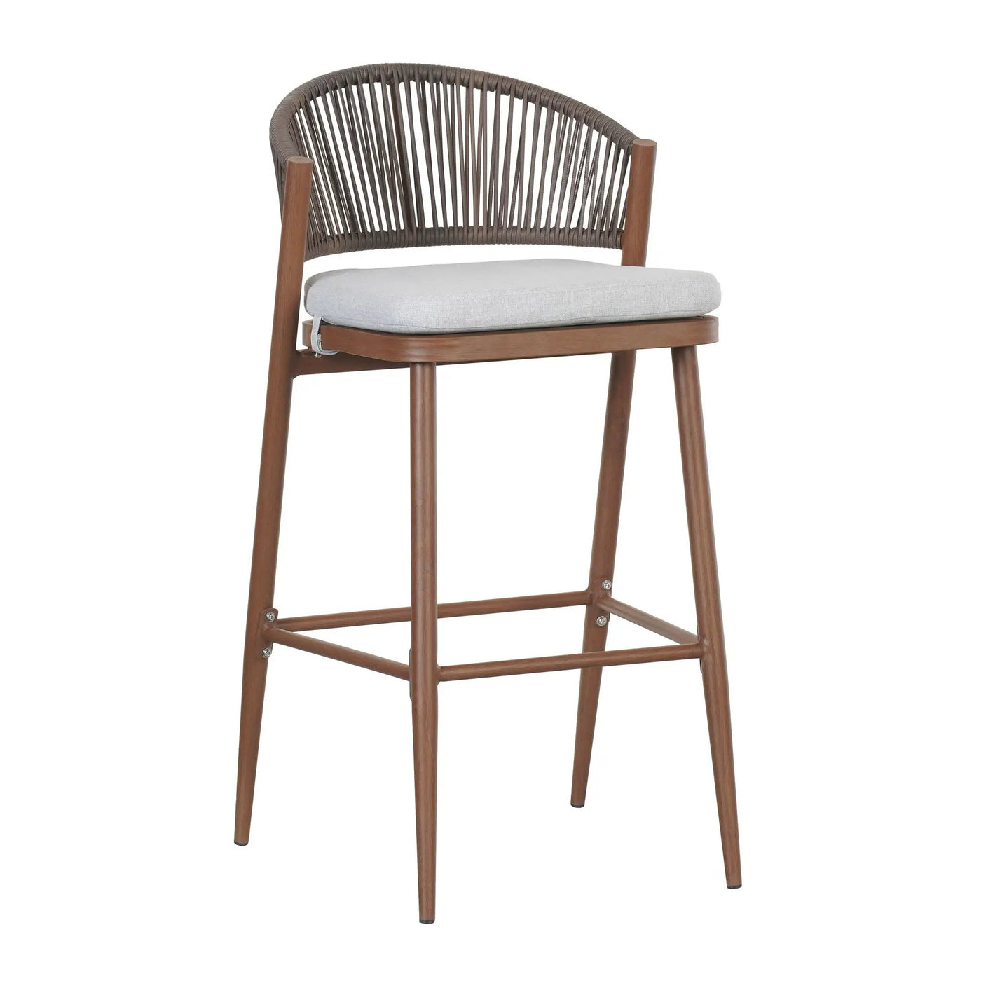 Outdoor Bar Height Metal Frame Counter Stools with Scallop-Shaped Backrest & Water-Resistant Cushions by HouseOfZazla
