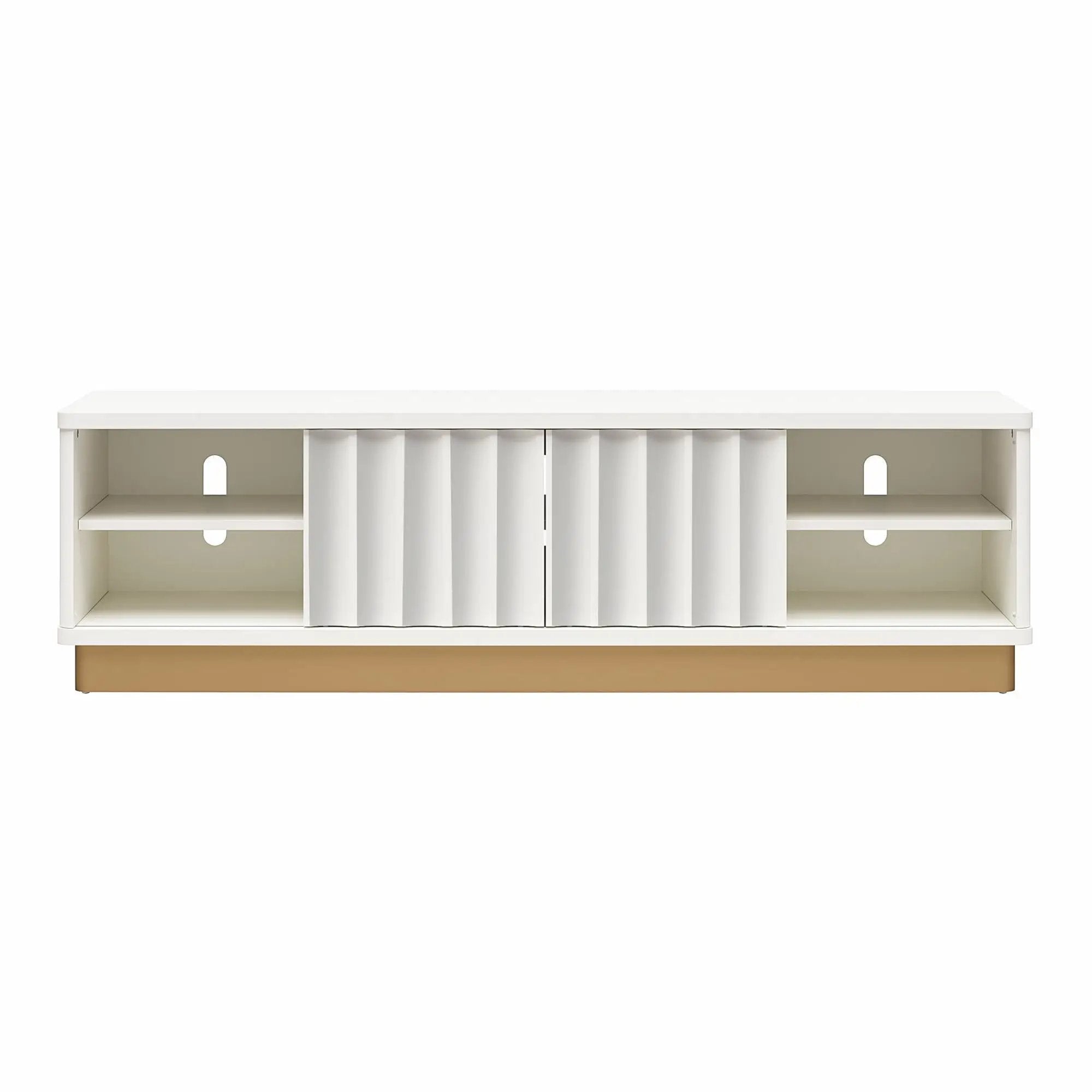 Rene - Scalloped TV Stand For TVs Up To 65" - White by HouseOfZazla