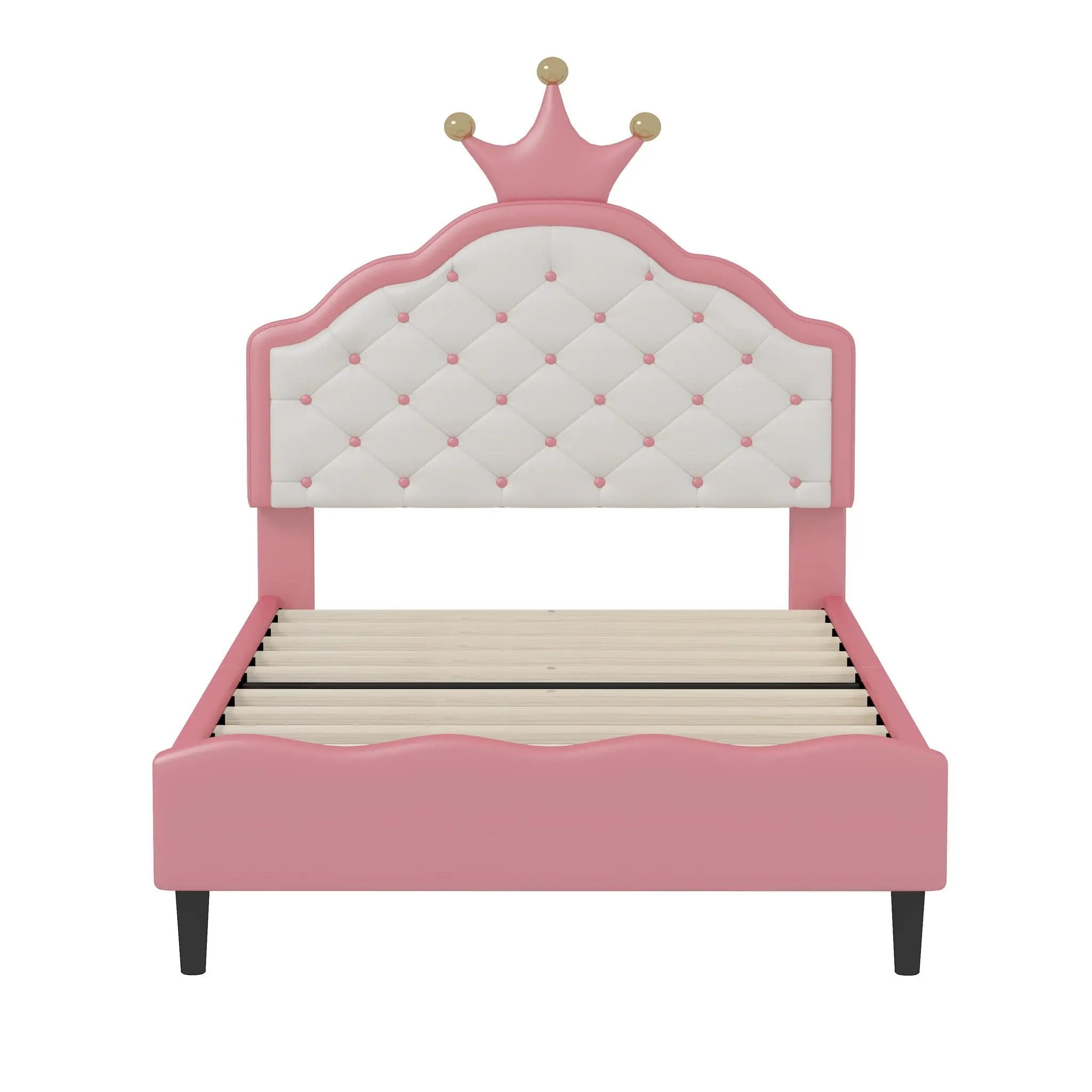 Lovely Crown Fantasy Princess Bed With Tufted Headboard by HouseOfZazla