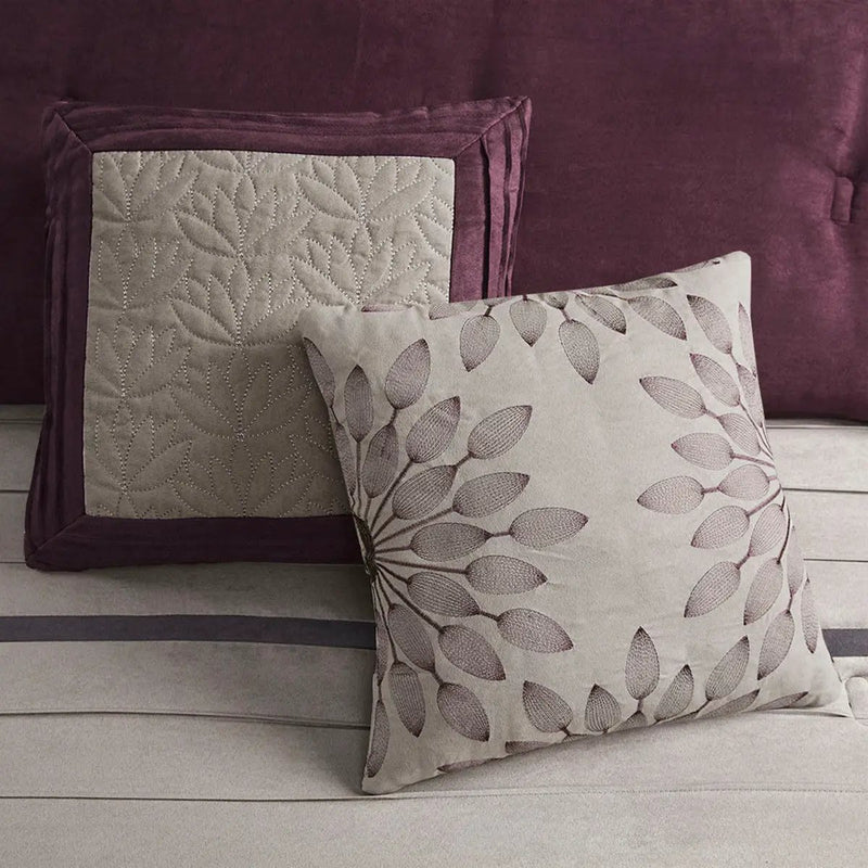 7 Piece Faux Suede Comforter Set Purple Queen by HouseOfZazla