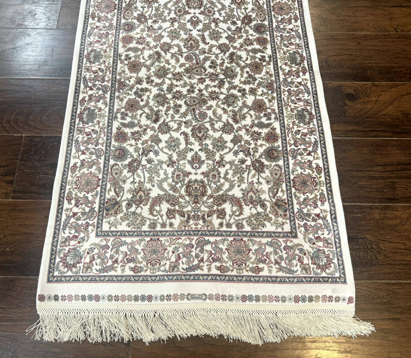 Small Turkish Silk Rug 2.6 x 4, Ivory, Allover Design, Bamboo Silk by Jewel Rugs