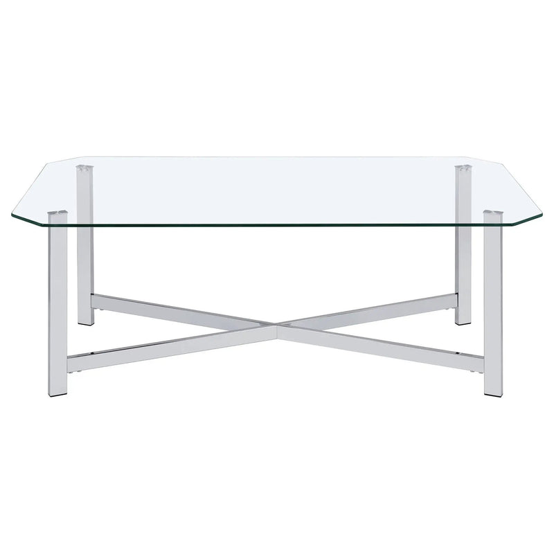 Cronin 3-piece Tempered Glass Top Coffee Table Set Chrome by Unique Piece Furniture