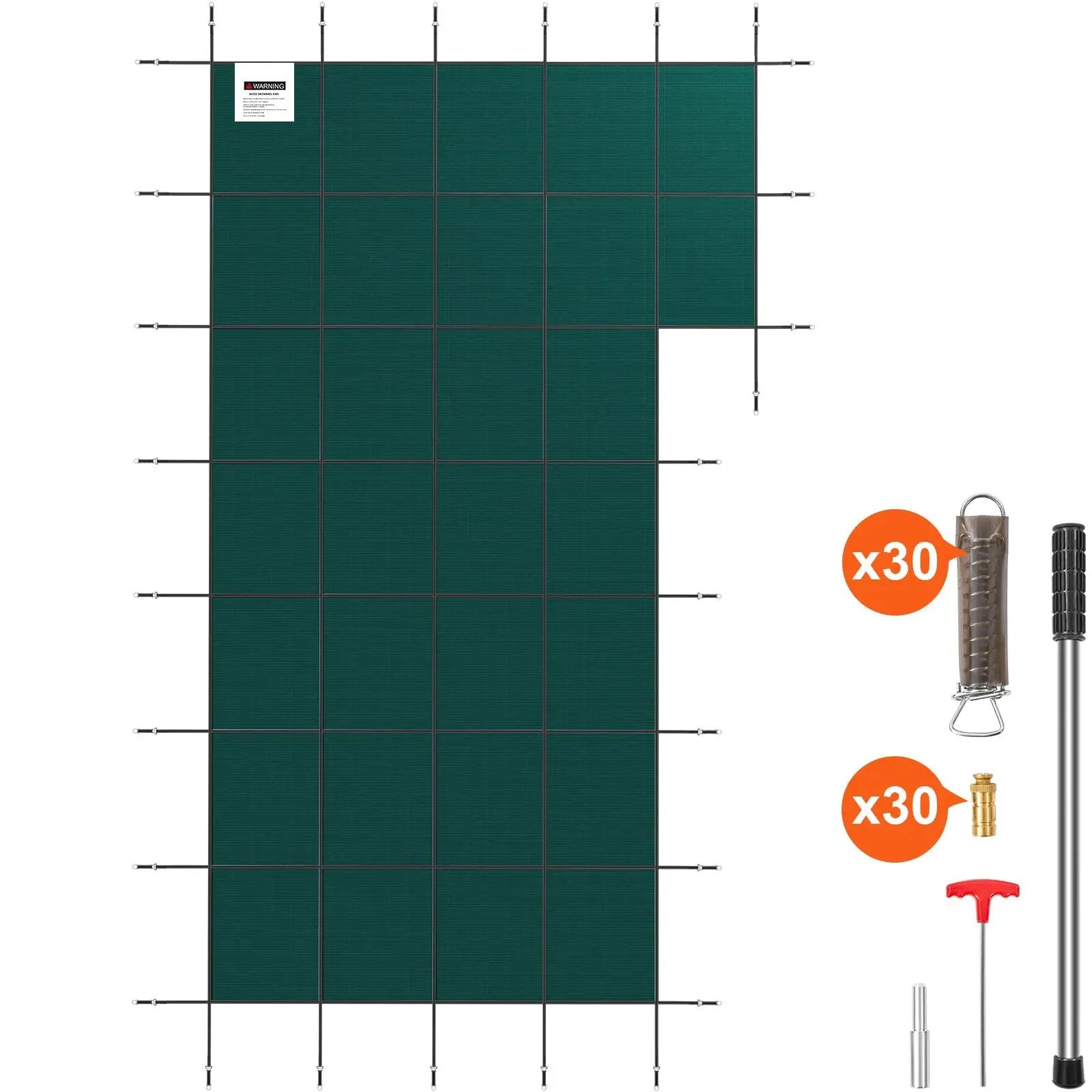 Inground Pool Safety Cover, 20 ft x 38 ft Rectangular with Right Step by HouseOfZazla