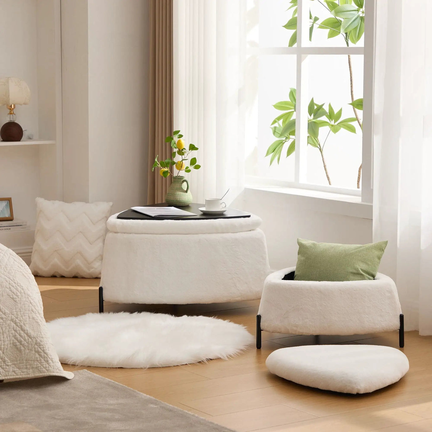 Upholstered Storage Ottoman Set With Reversible Lid by HouseOfZazla