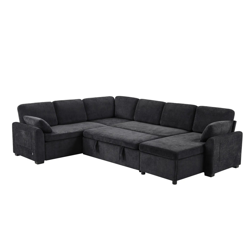 Convertible U-Shaped Sectional Sofa Bed With Reversible Chaise by HouseOfZazla