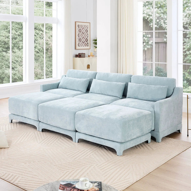 Stylish Sofa With Ottoman And Lumbar Pillows, Ergonomic Design by Unique Piece Furniture
