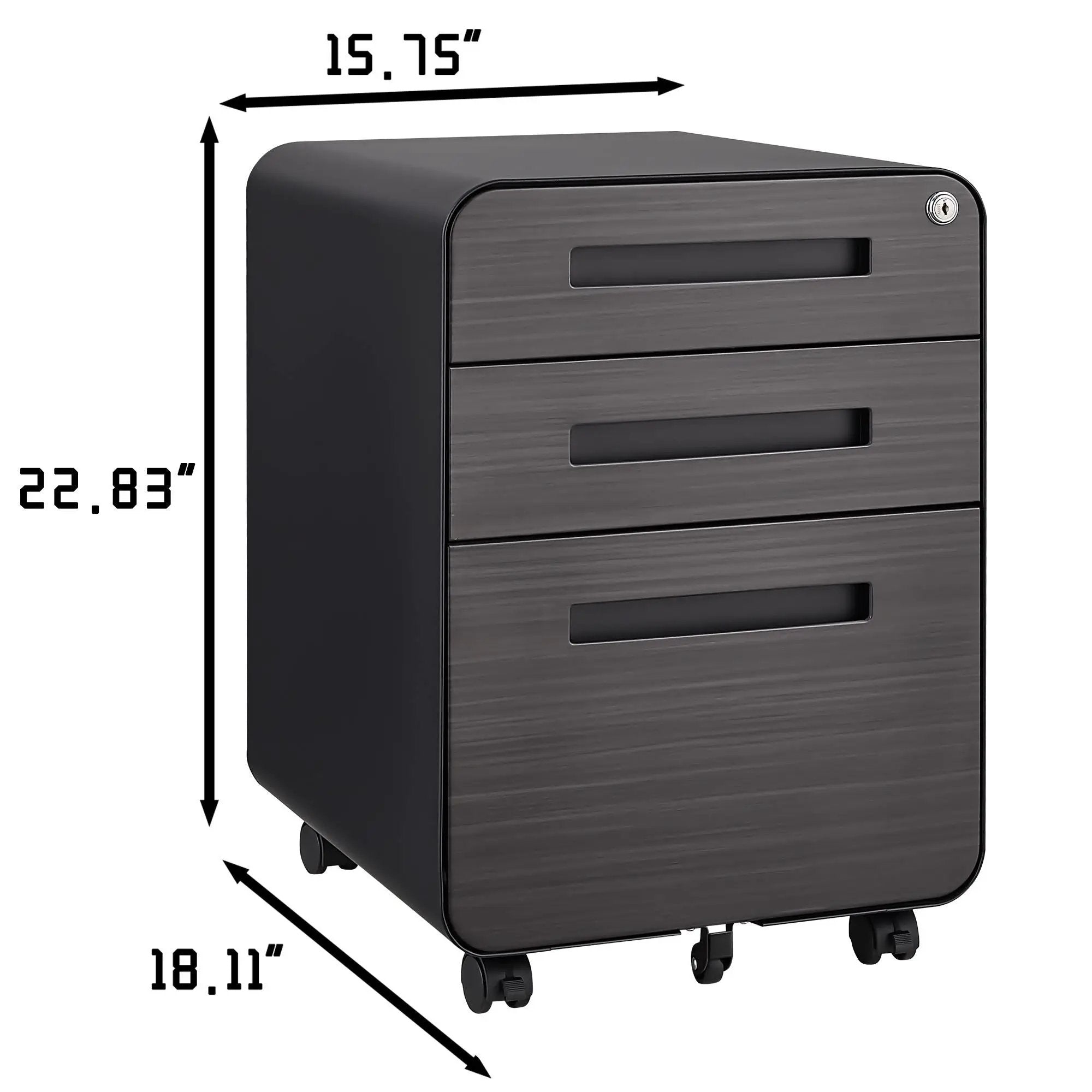 3 Drawer Mobile File Cabinet Under Desk Office, Simple Style Versatile Storage Cabinet For Legal / Letter / A4 Files, 5 Wheel Design Anti-Tilting Cold Rolled Steel Waterproof Moisture-Proof by HouseOfZazla