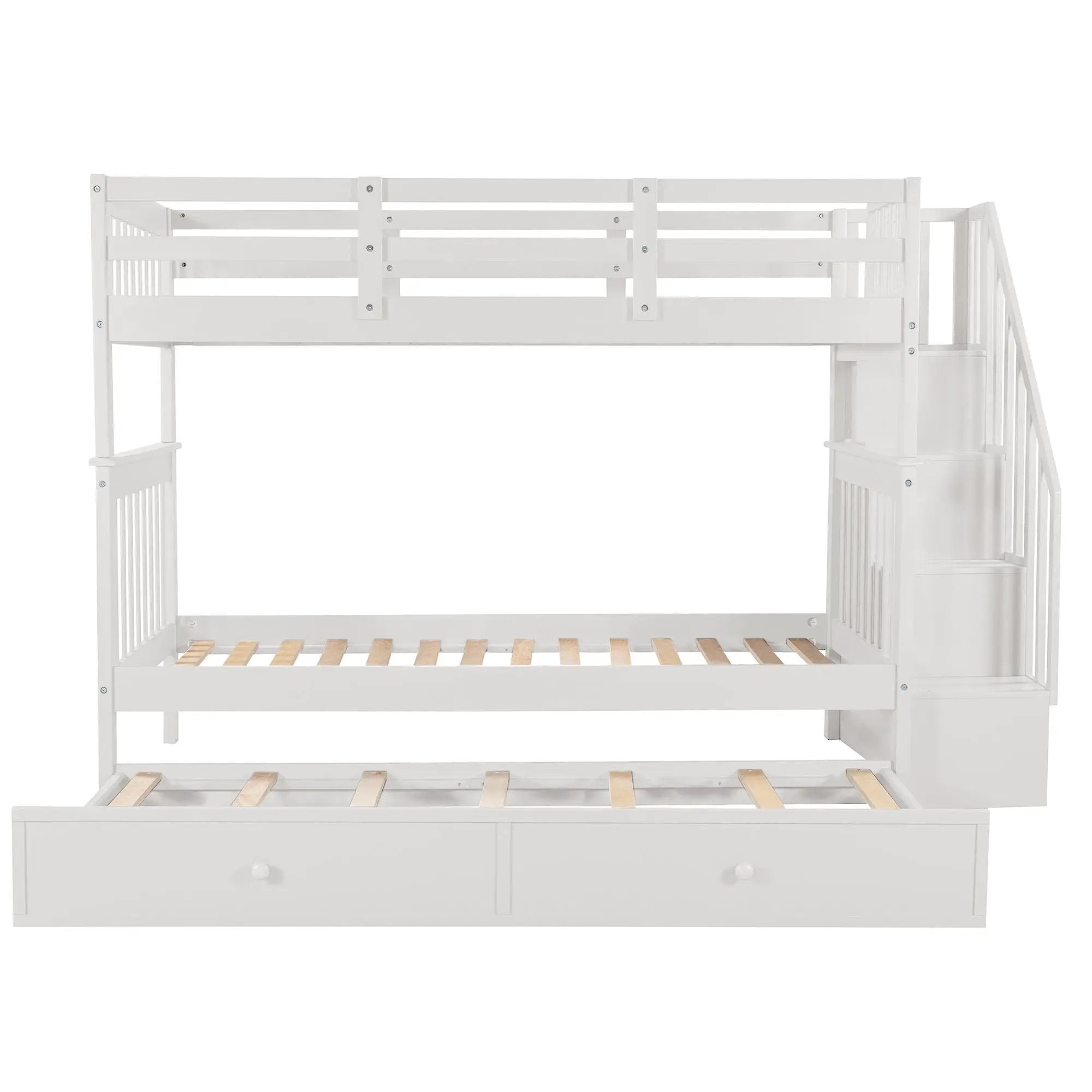 Stairway Bunk Bed With Storage And Guard Rail For Bedroom by Unique Piece Furniture