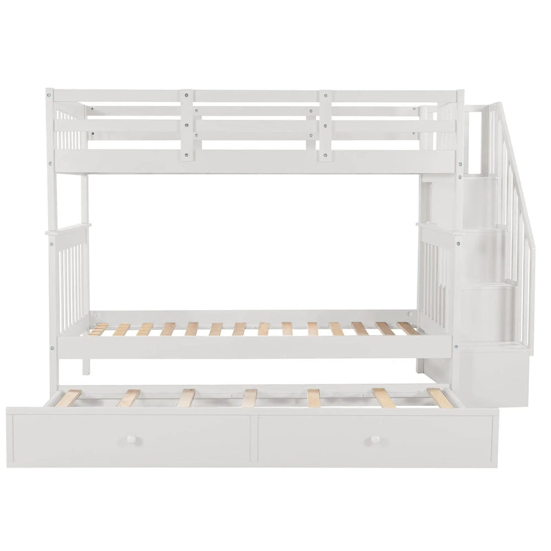 Stairway Bunk Bed With Storage And Guard Rail For Bedroom by HouseOfZazla