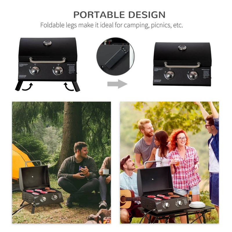 Outsunny 2 Burner Propane Gas Grill Outdoor Portable Tabletop BBQ by HouseOfZazla