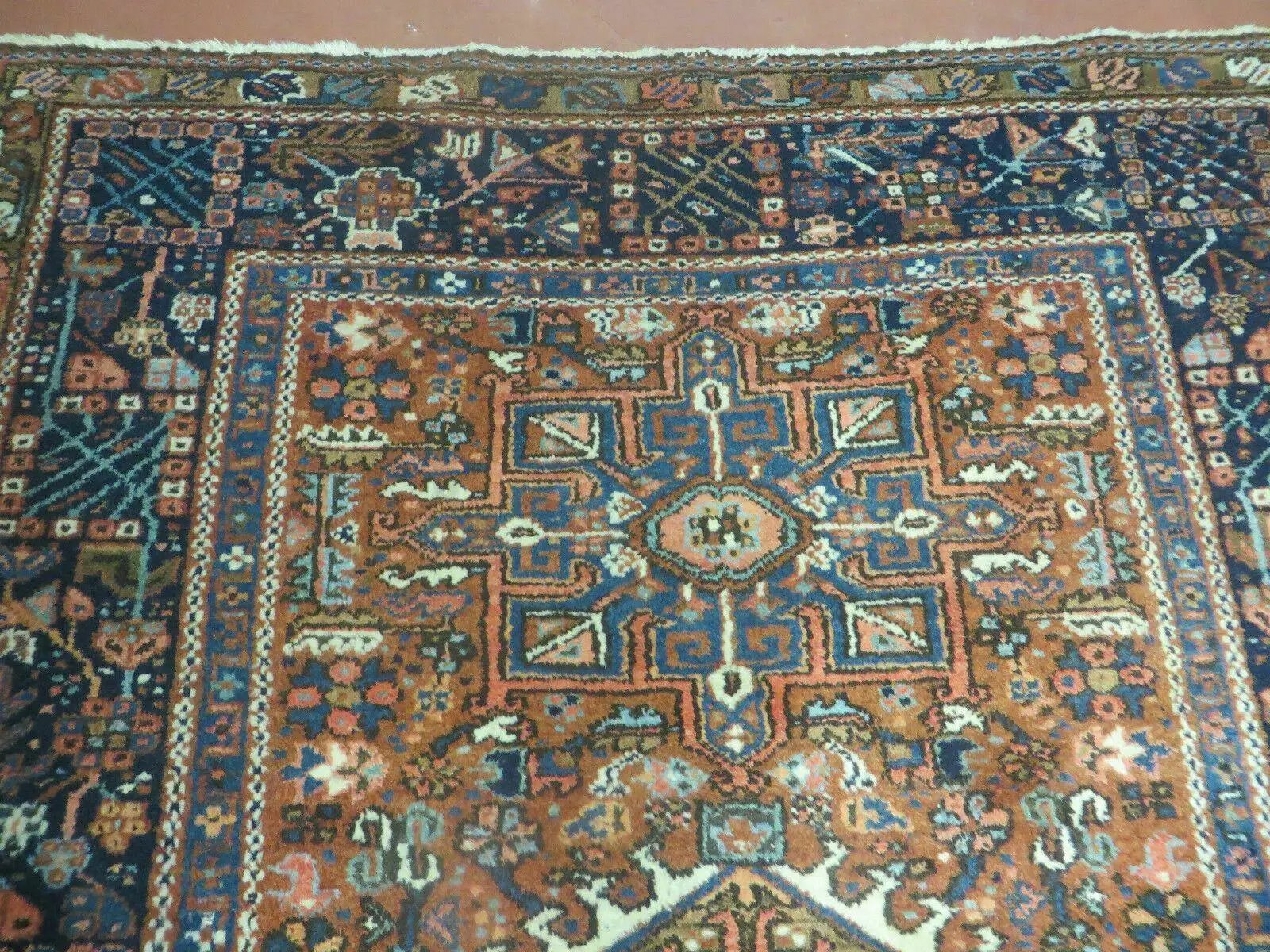 Persian Karajeh Rug 5x6, Antique Geometric Medallion Carpet by Jewel Rugs