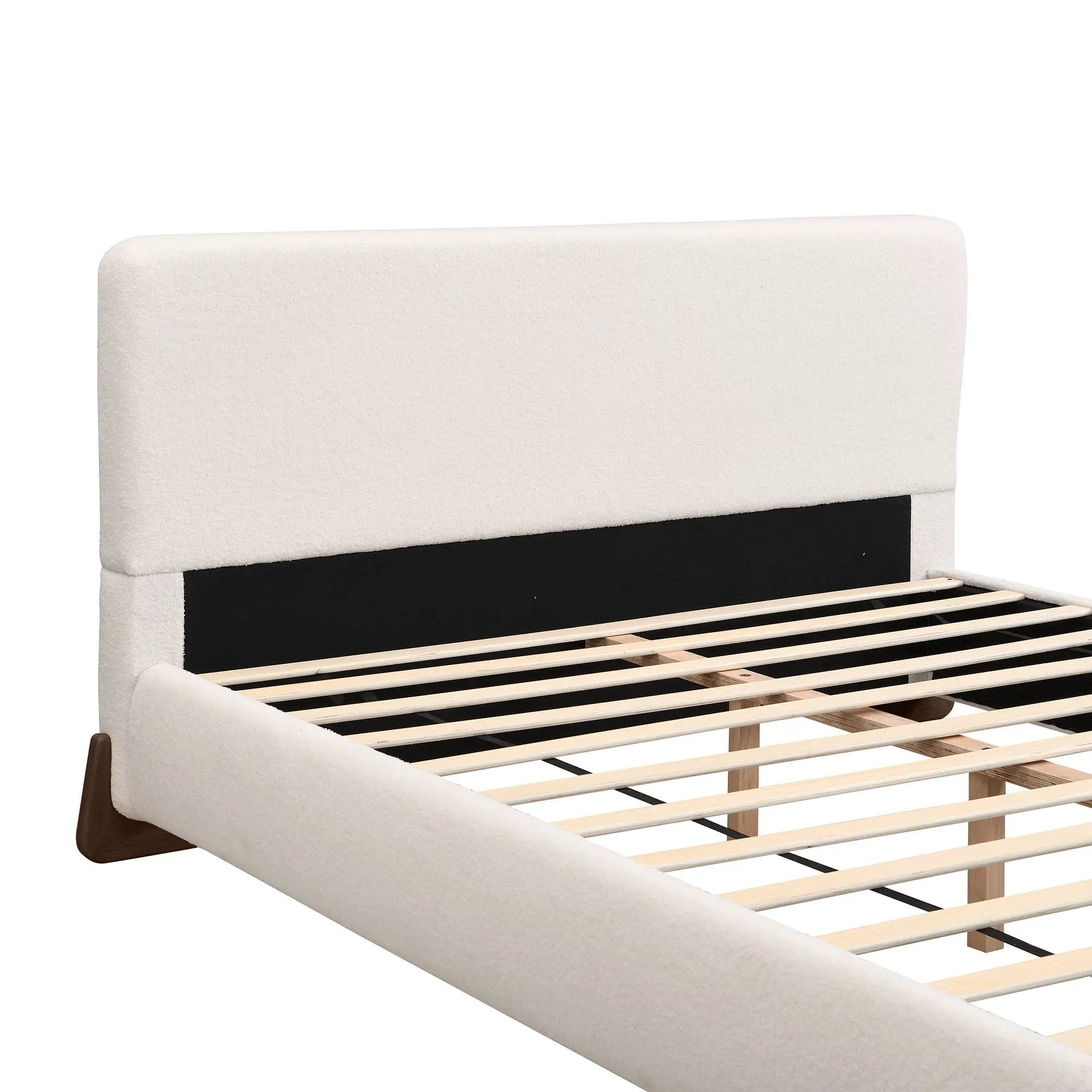 Queen Size Elegant Terry Upholstered Bed - White
