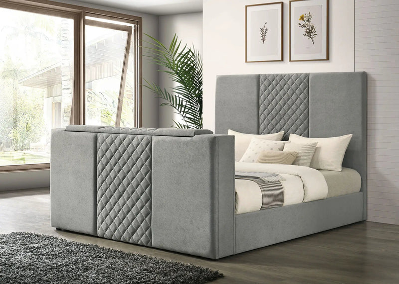 Tara 61-inch Upholstered Eastern King Panel TV Bed Grey by Unique Piece Furniture