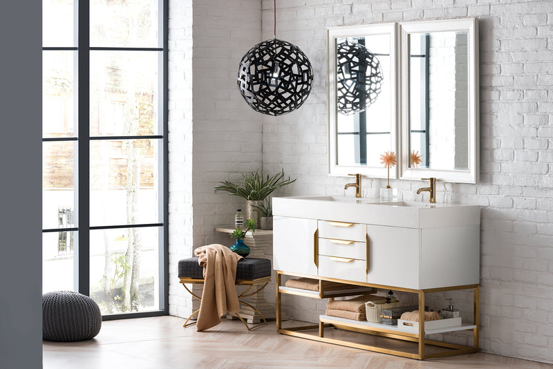 James Martin Columbia 59" Double Bathroom Vanity, Glossy White, view 2