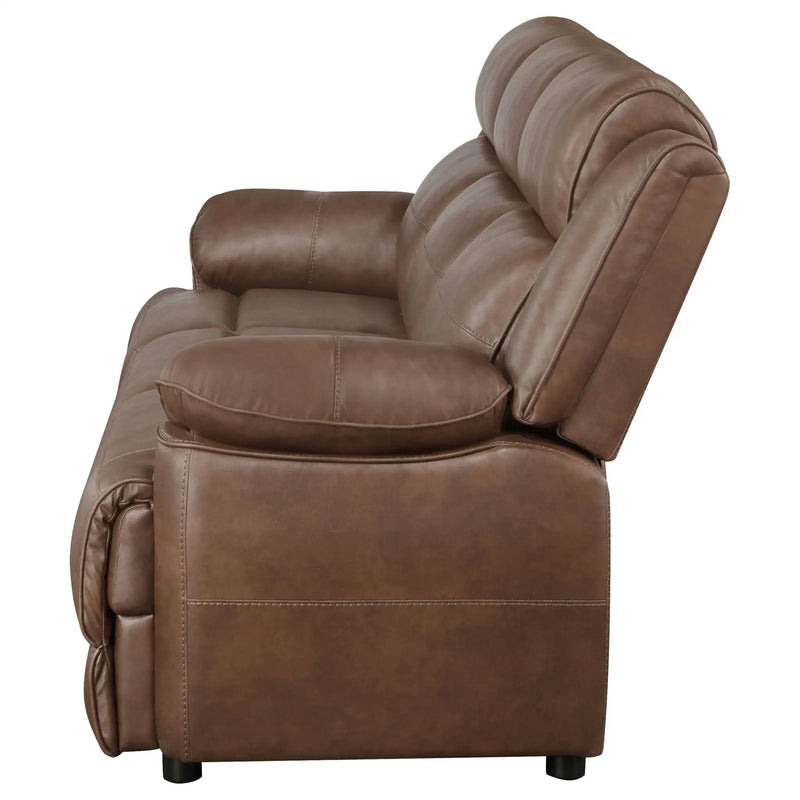 Ellington Upholstered Padded Arm Sofa Dark Brown by Unique Piece Furniture