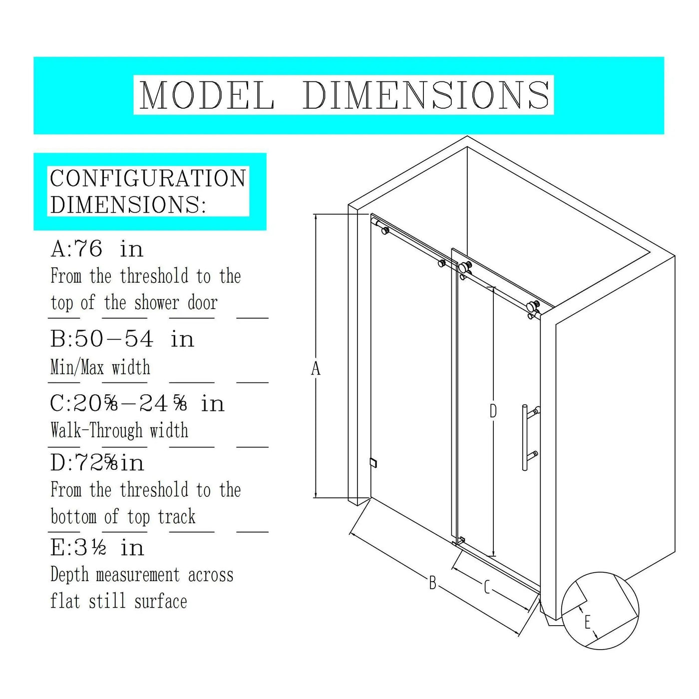 Frameless Single Sliding Soft Close Shower Doors, 5/16" Sgcc Tempered Glass by HouseOfZazla