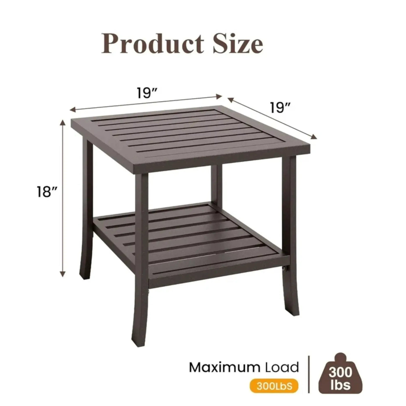 Square 2 Tier All-Weather Outdoor Side Table With Slatted Top by HouseOfZazla