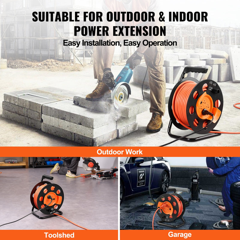 100FT Extension Cord Reel with 4 Outlets and Dust Cover, photo 6 of 10