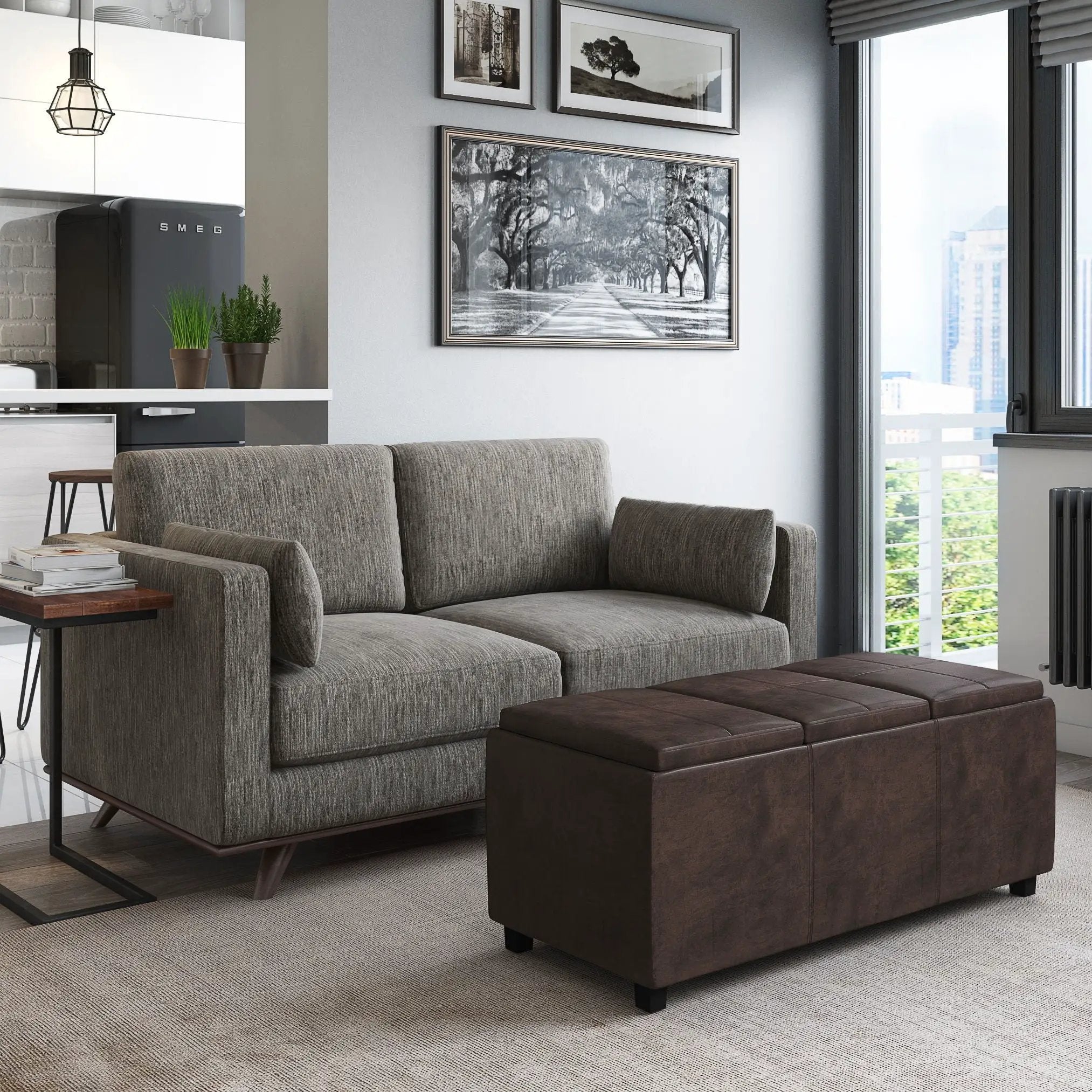 Avalon - Storage Ottoman - Distressed Brown by HouseOfZazla