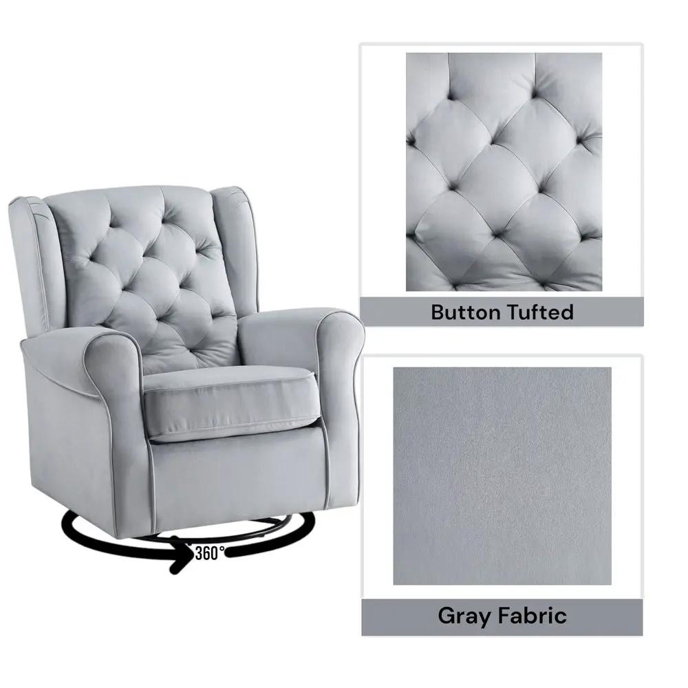 Zeger - Swivel Chair With Glider - Gray Fabric by Unique Piece Furniture