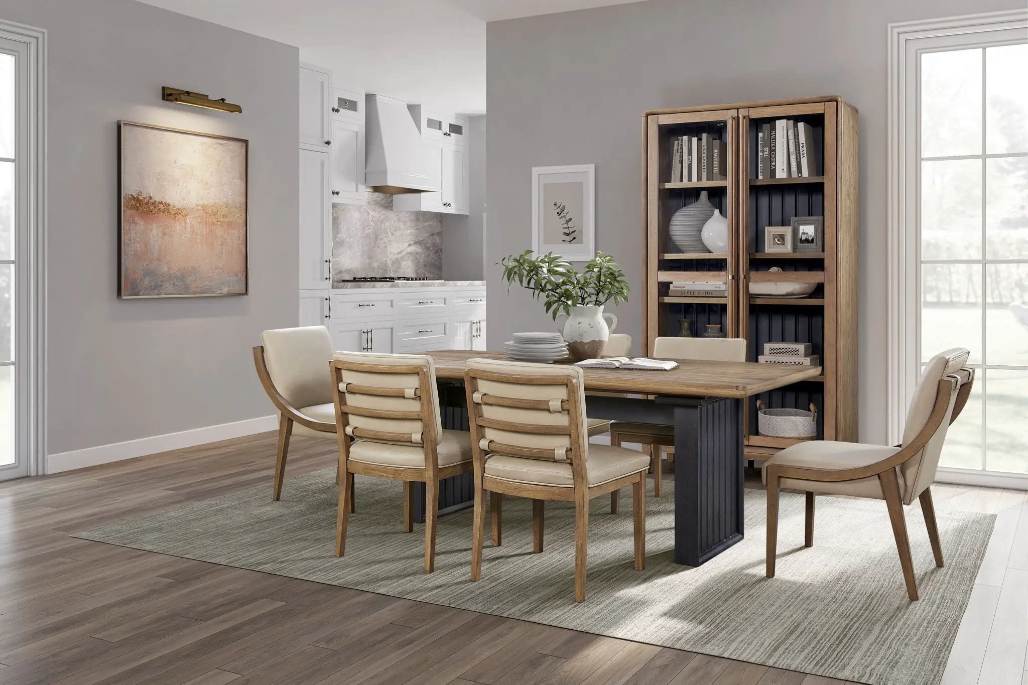 Double Pedestal Table Latte - Light Brown by Unique Piece Furniture