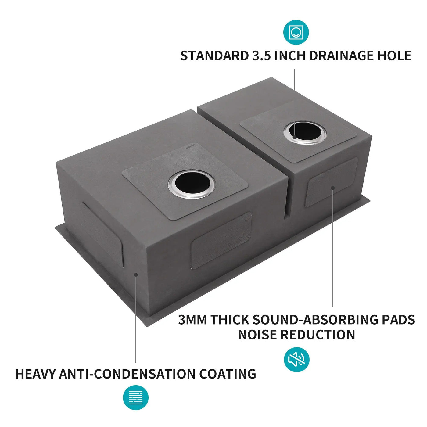 Modern Double Bowl Undermount Sink Design With 10" Deep Basins by HouseOfZazla